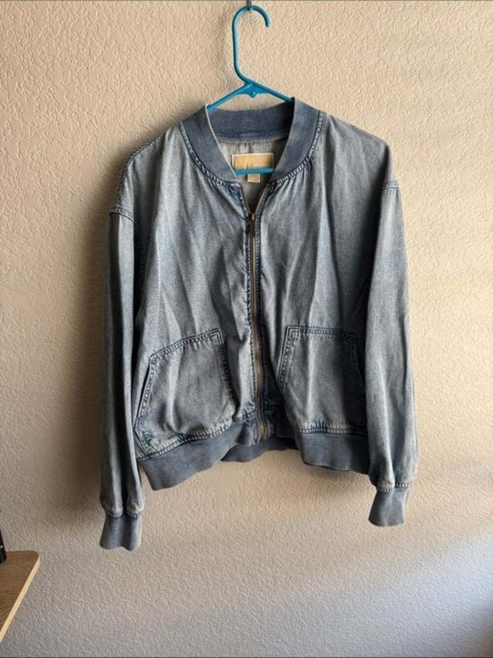 Michael Kors Light Blue Denim Bomber Jacket